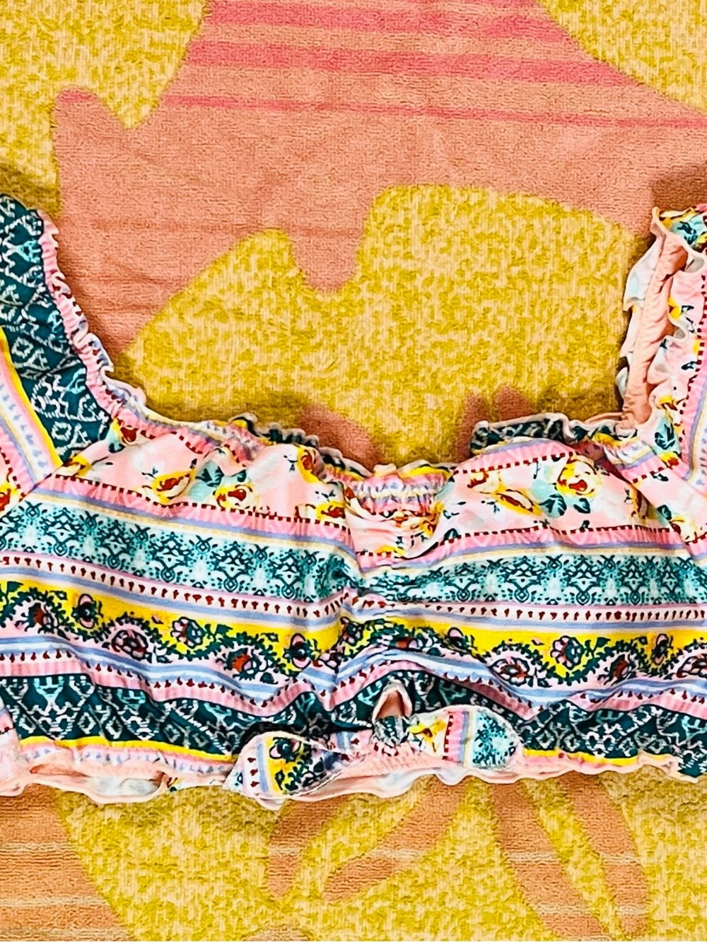 Ruffled Floral Swim Top Size XL
